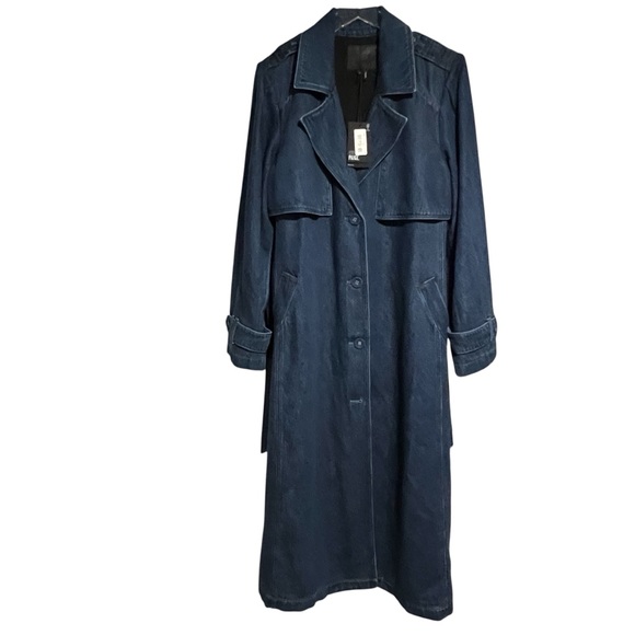 🆕 PAIGE Denim Trench Coat RAINA Rylie NWT Luxury longline 10 Cotton Couture - Picture 12 of 16